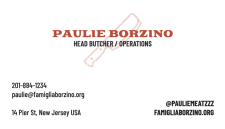 Borzino Family Butchers - Business Card Side B