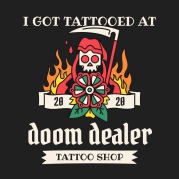 Doom Dealer Tattoo - Square Sticker