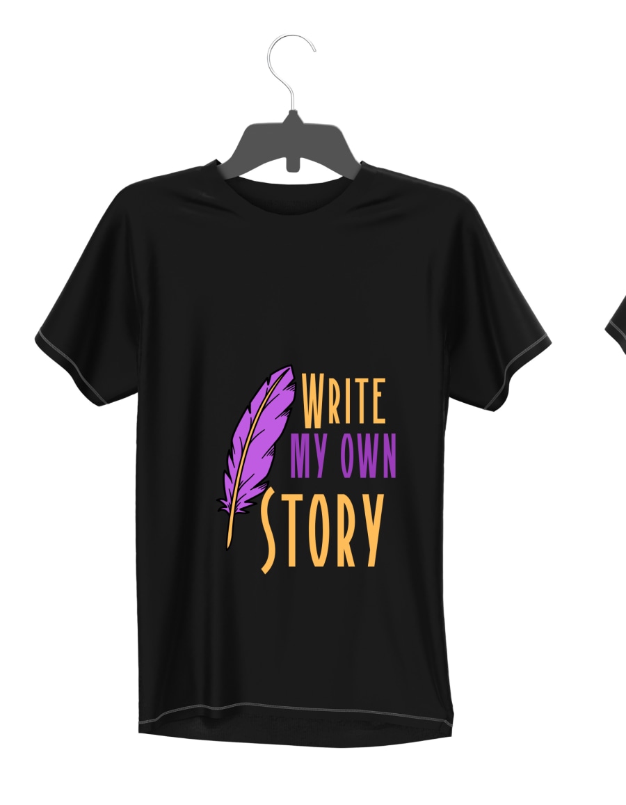 Purple and Yellow Typography Write My Own Story T-Shirt.png