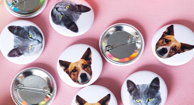 Face buttons featuring pets