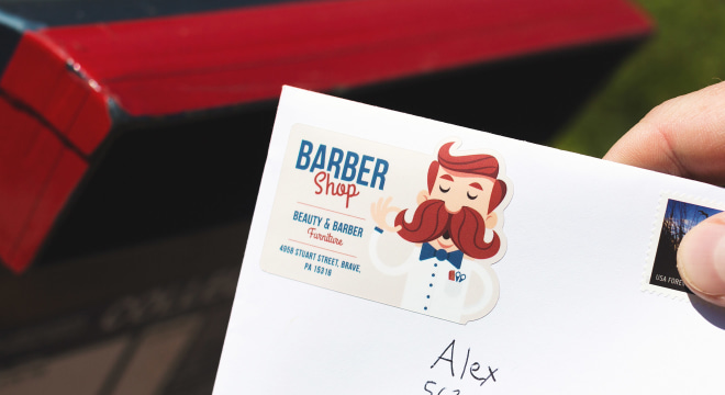 Custom address label for barber shop