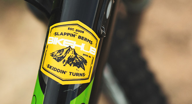 Custom bike sticker on bike frame