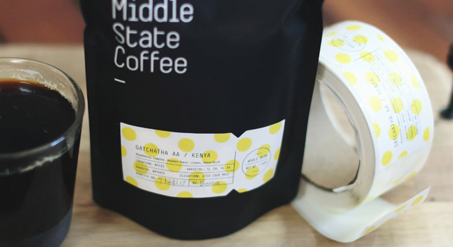 Custom die-cut coffee labels for coffee packaging