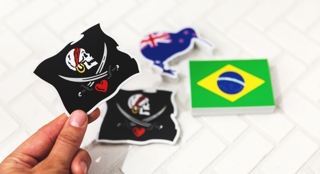Pirates die cut custom flag stickers