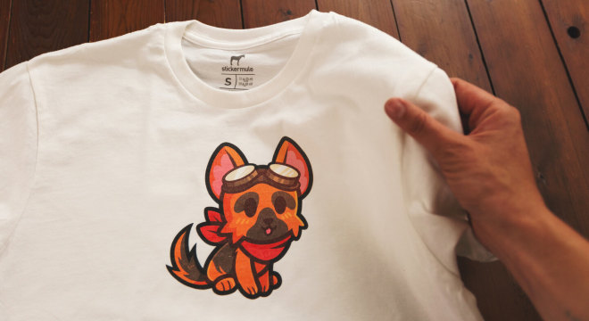 Cute cartoon dog on a custom t-shirt