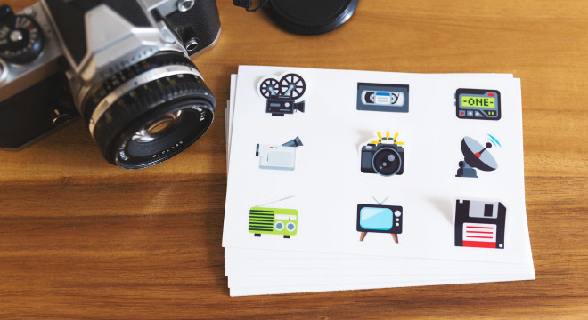 Emoji sticker sheets and camera