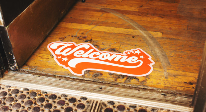 Custom welcome floor sticker