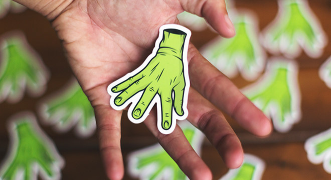Custom monster hand sticker