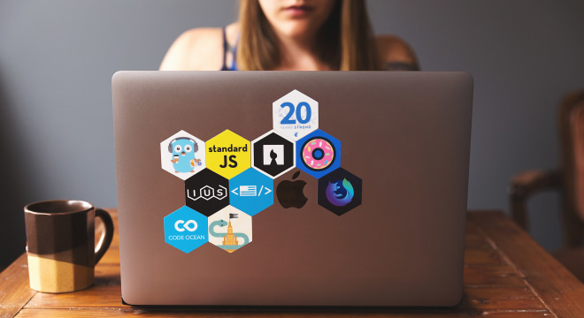 Hexagon laptop stickers