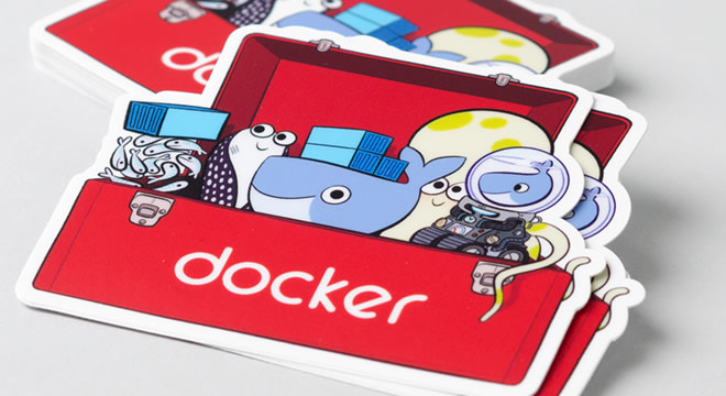 Custom laptop stickers for Docker