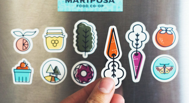 Custom magnet sheets on fridge