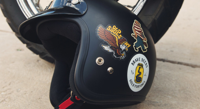 Custom motorcycle helmet stickers