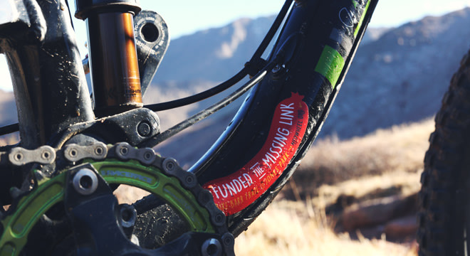 Outdoor sticker on a mountain bike