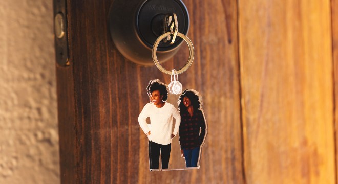 Personalized keychain with couple's photo