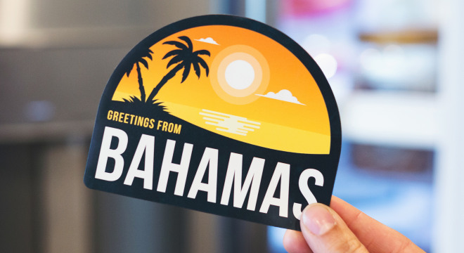 Personalized Bahamas magnetic postcard