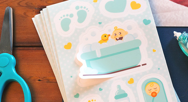 Custom stickers for baby scrapbooks