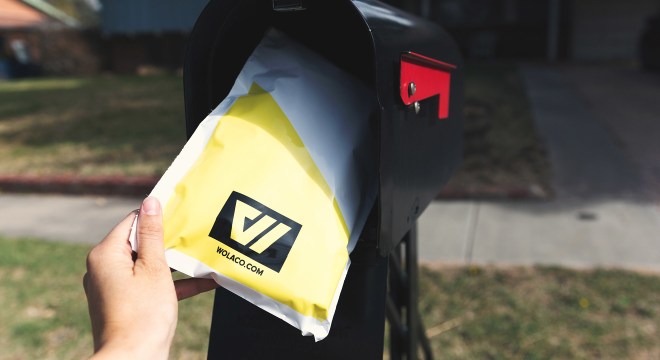 Custom shipping bags in mailbox
