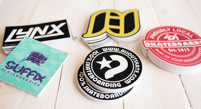 Skateboard stickers assortment