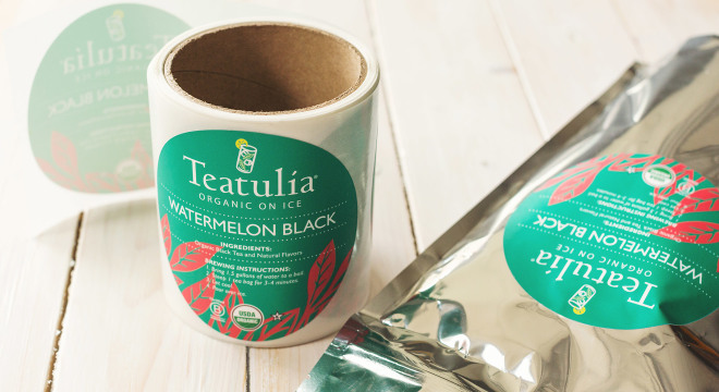 Custom tea packaging labels on roll