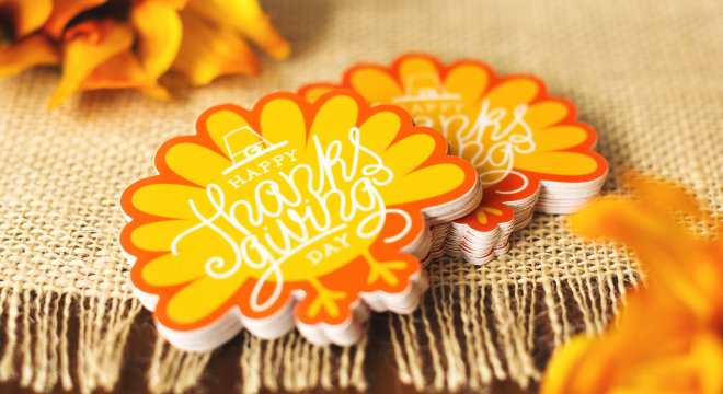 Stack of Thanksgiving stickers