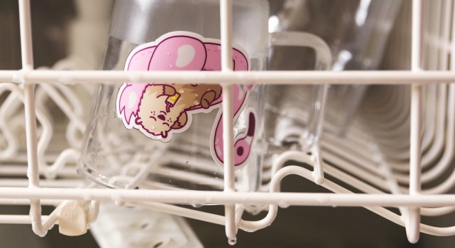 Waterproof sticker in dishwasher