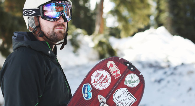 Weatherproof stickers on snowboard