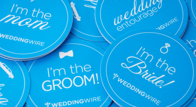 Custom wedding stickers for bride & groom