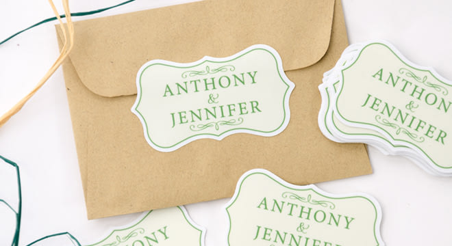 Custom wedding stickers to seal envelopes and invitations