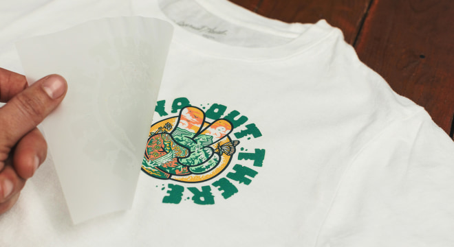 DTF sticker applied on a t-shirt