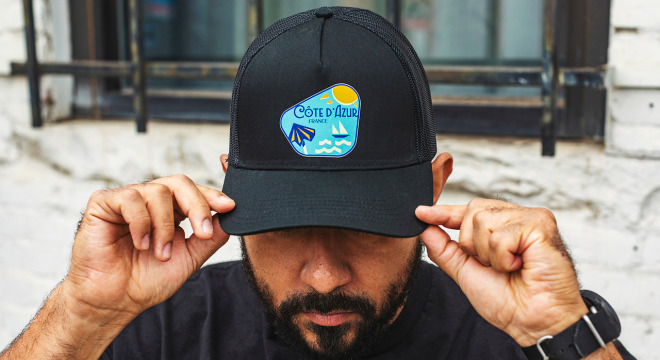 Custom hat being worn by a person