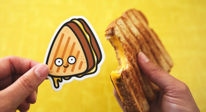 Custom sticker of grilled cheese sandwich