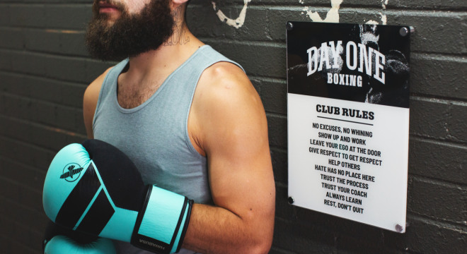 Boxing club rules acrylic sign