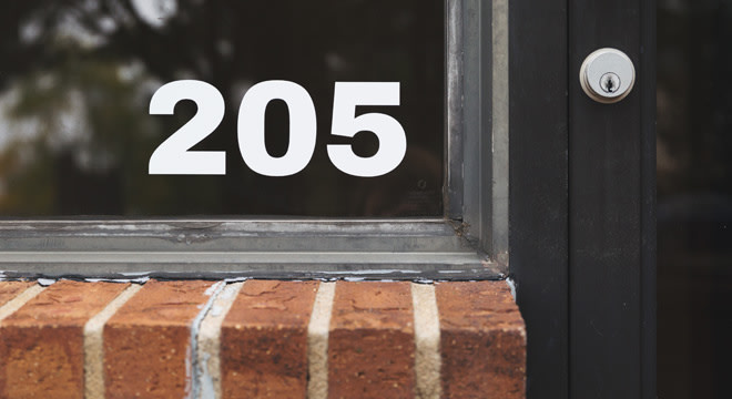 Vinyl lettering on window