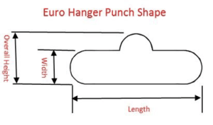 This punch provides a hole for hanging pouches for in-store display.