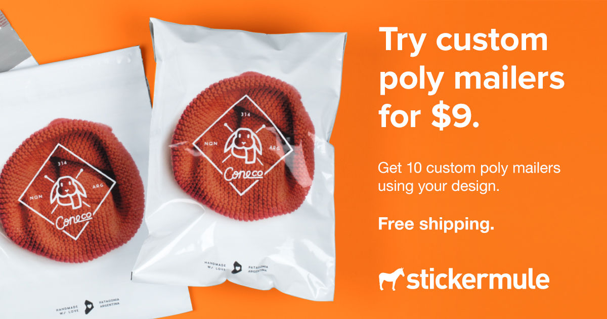 Custom poly mailer samples Sticker Mule Australia