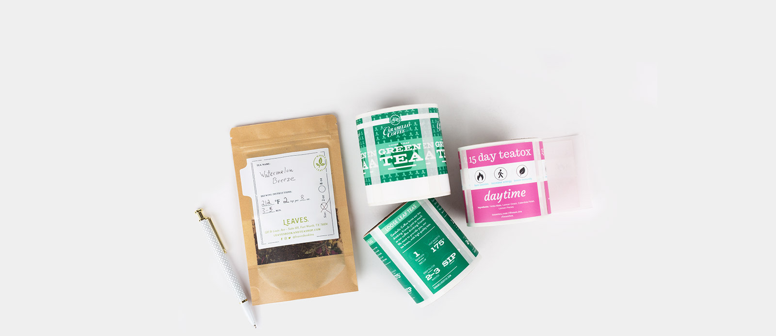 Tea packaging labels