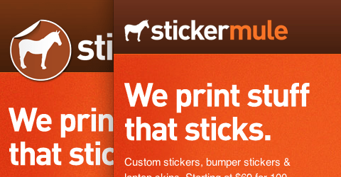 Comparison of the old and new Sticker Mule logos