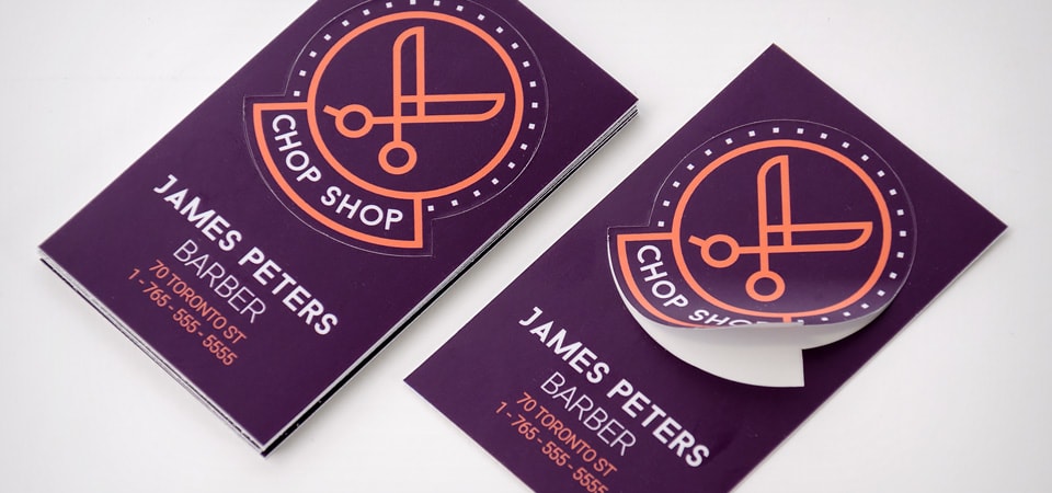 Custom die cut sticker business cards