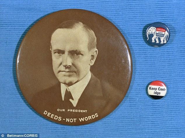 Calvin Coolidges Anstecker & Buttons für Wahlkämpfe, 1924