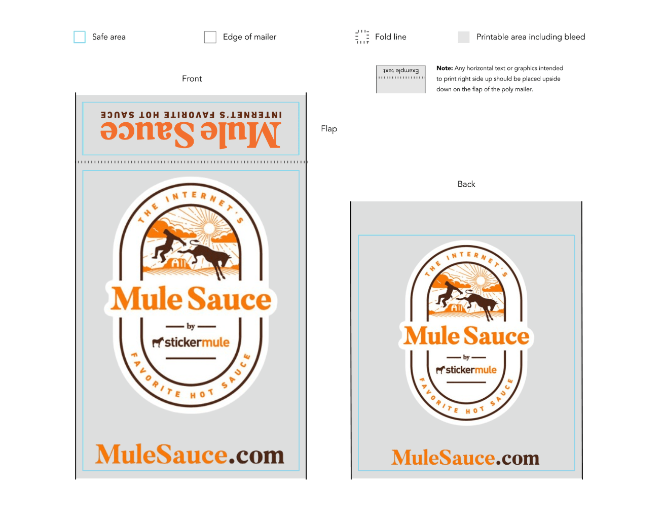 example template design of a custom printed poly mailer