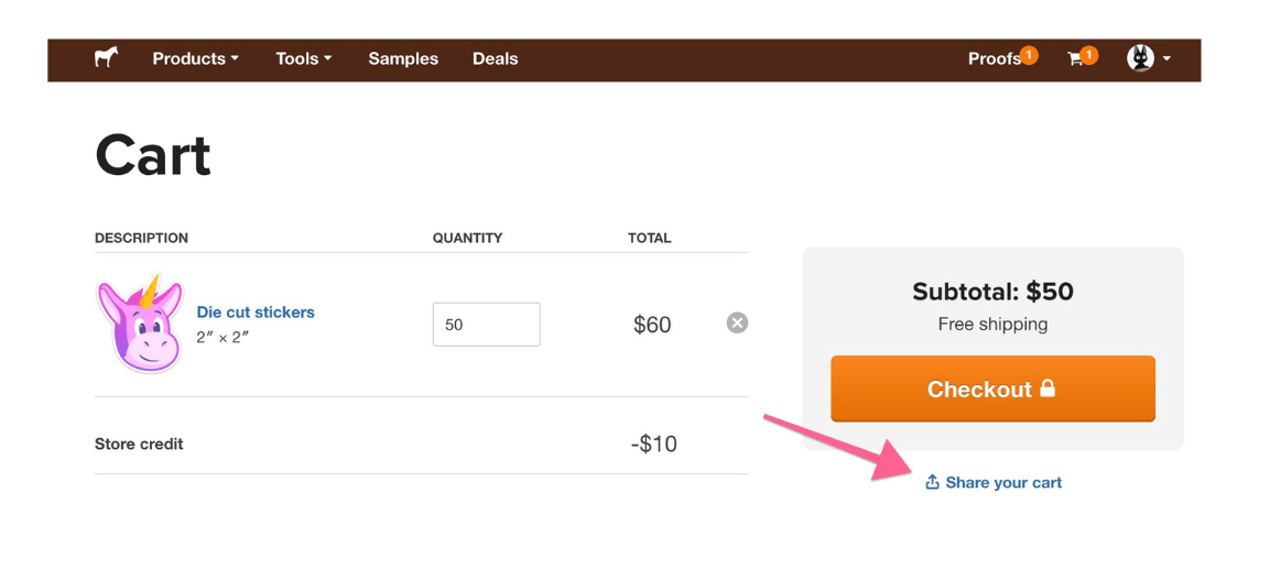 how to share your cart