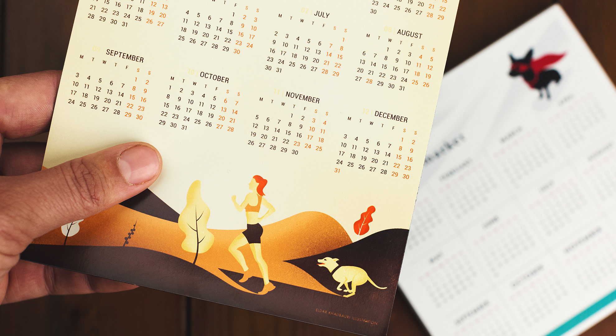 un calendrier magnétique personnalisé avec l'année complète