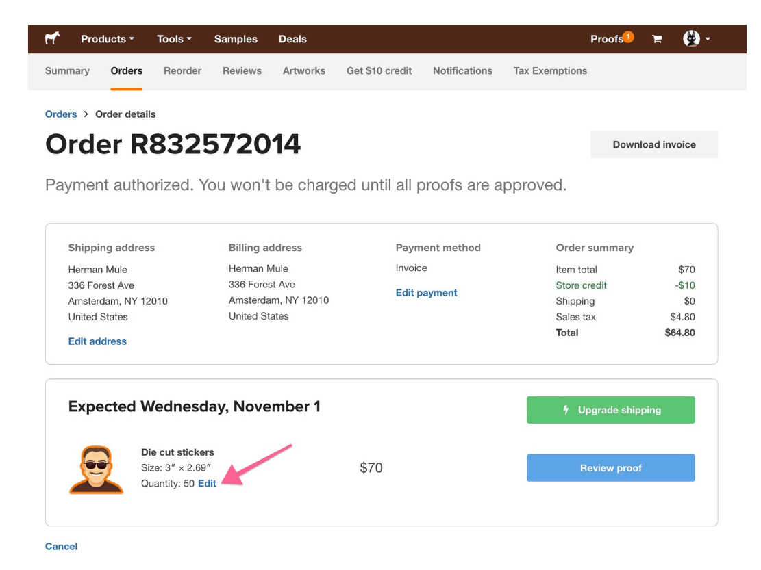 how to update order quantity