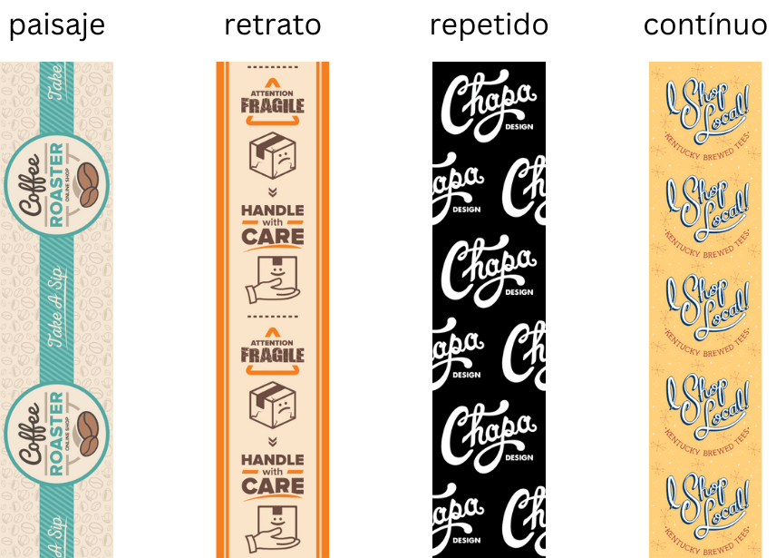 ejemplos de diferentes diseños de cinta de embalaje