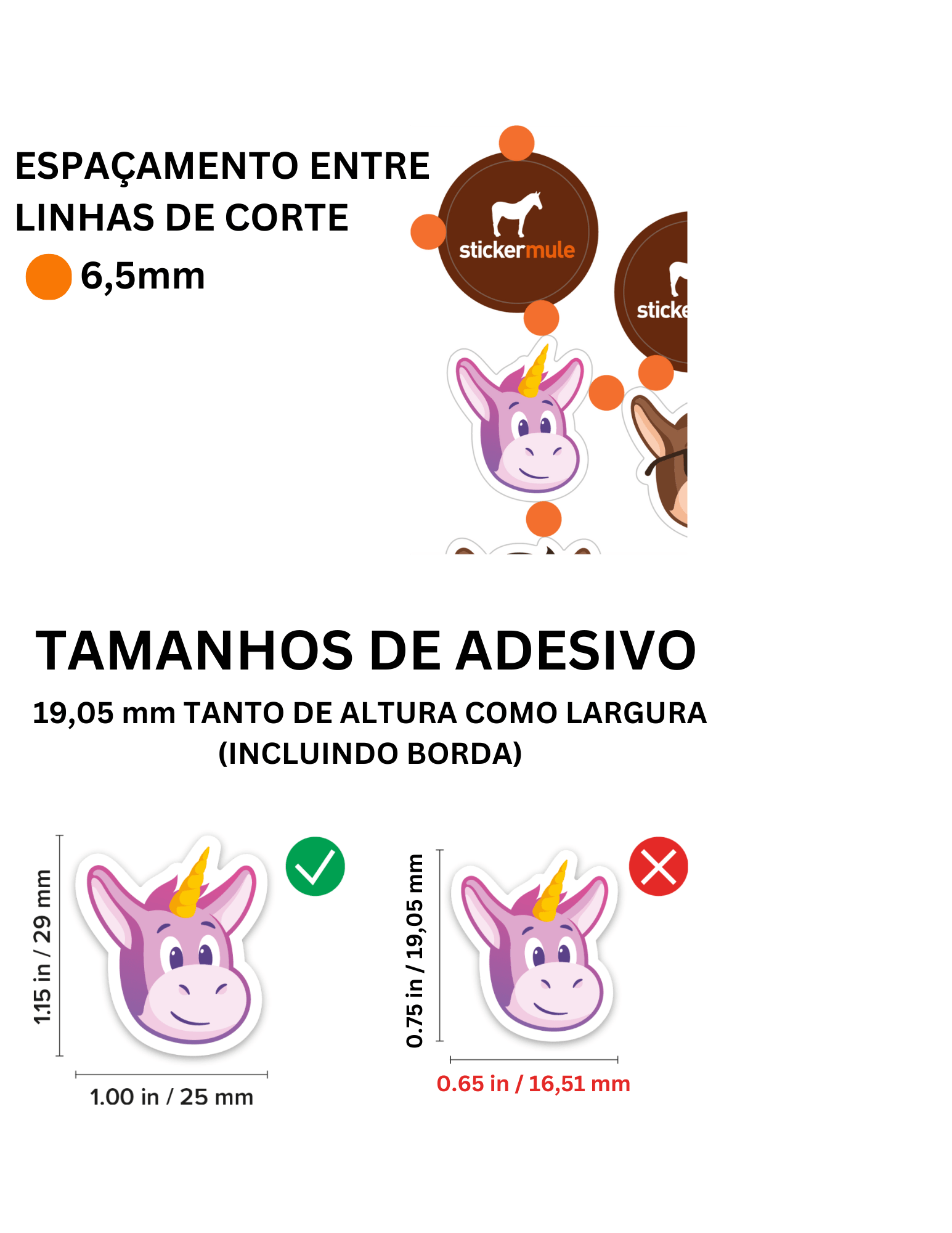 Espaçamento na cartela de adesivos