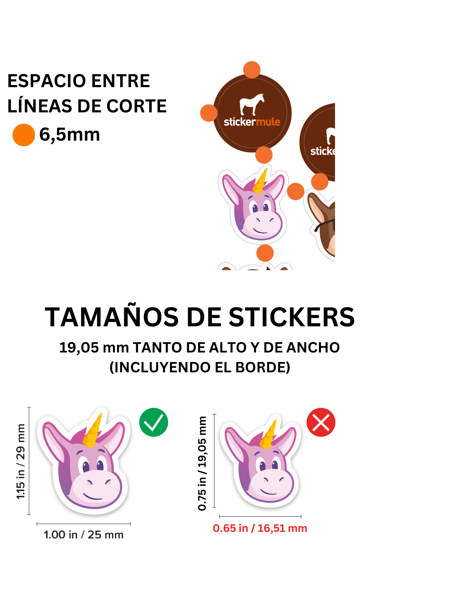 espaciado de la hoja de stickers