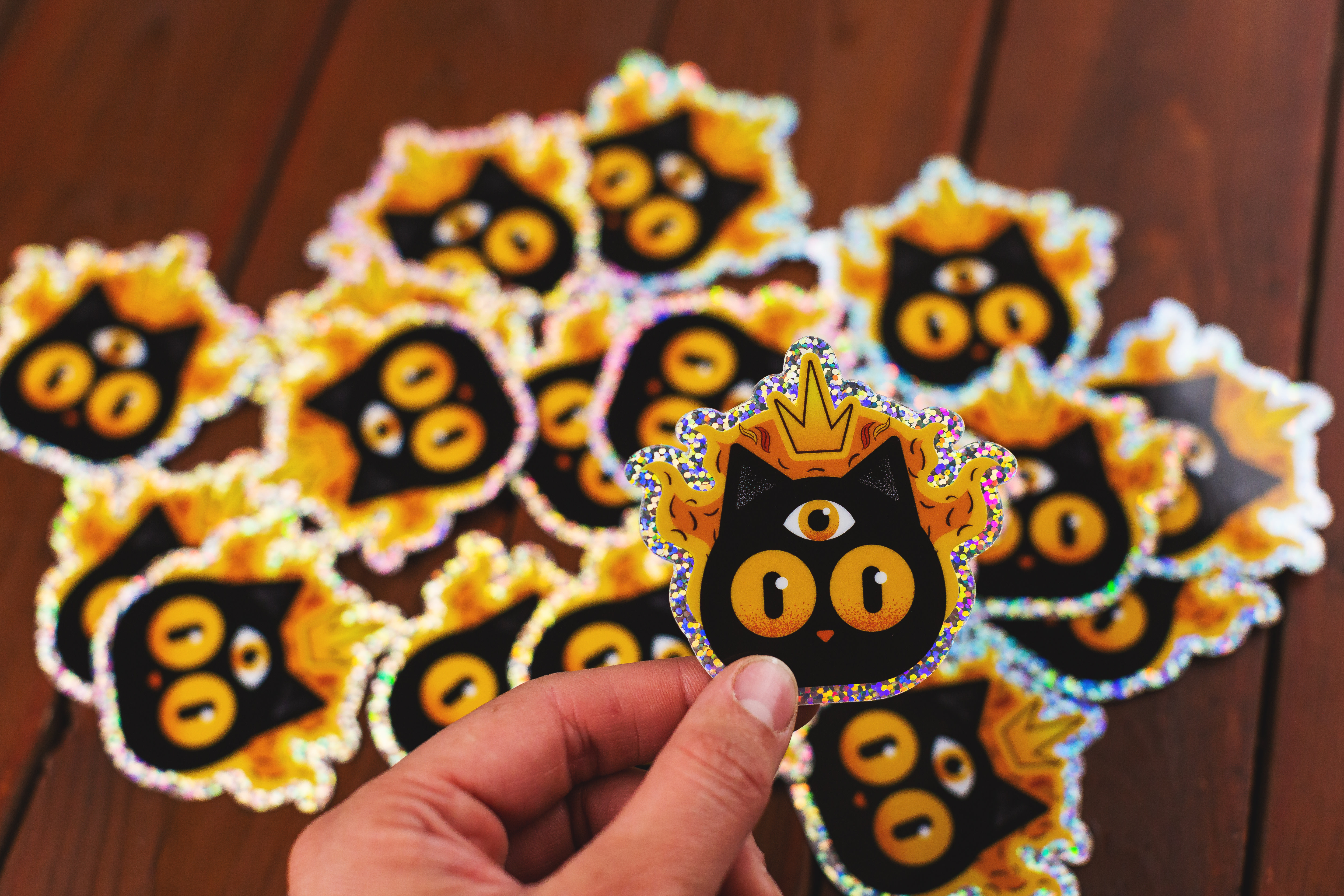 Sticker glitter personalizados de caras de gatos mascotas