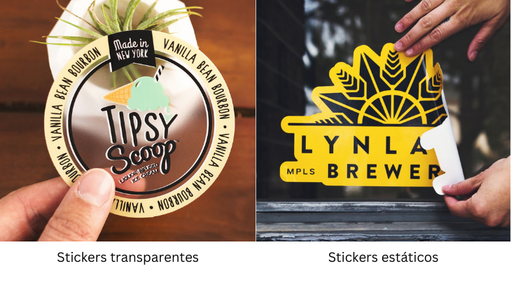 stickers transparentes personalizados vs. stickers estáticos personalizados