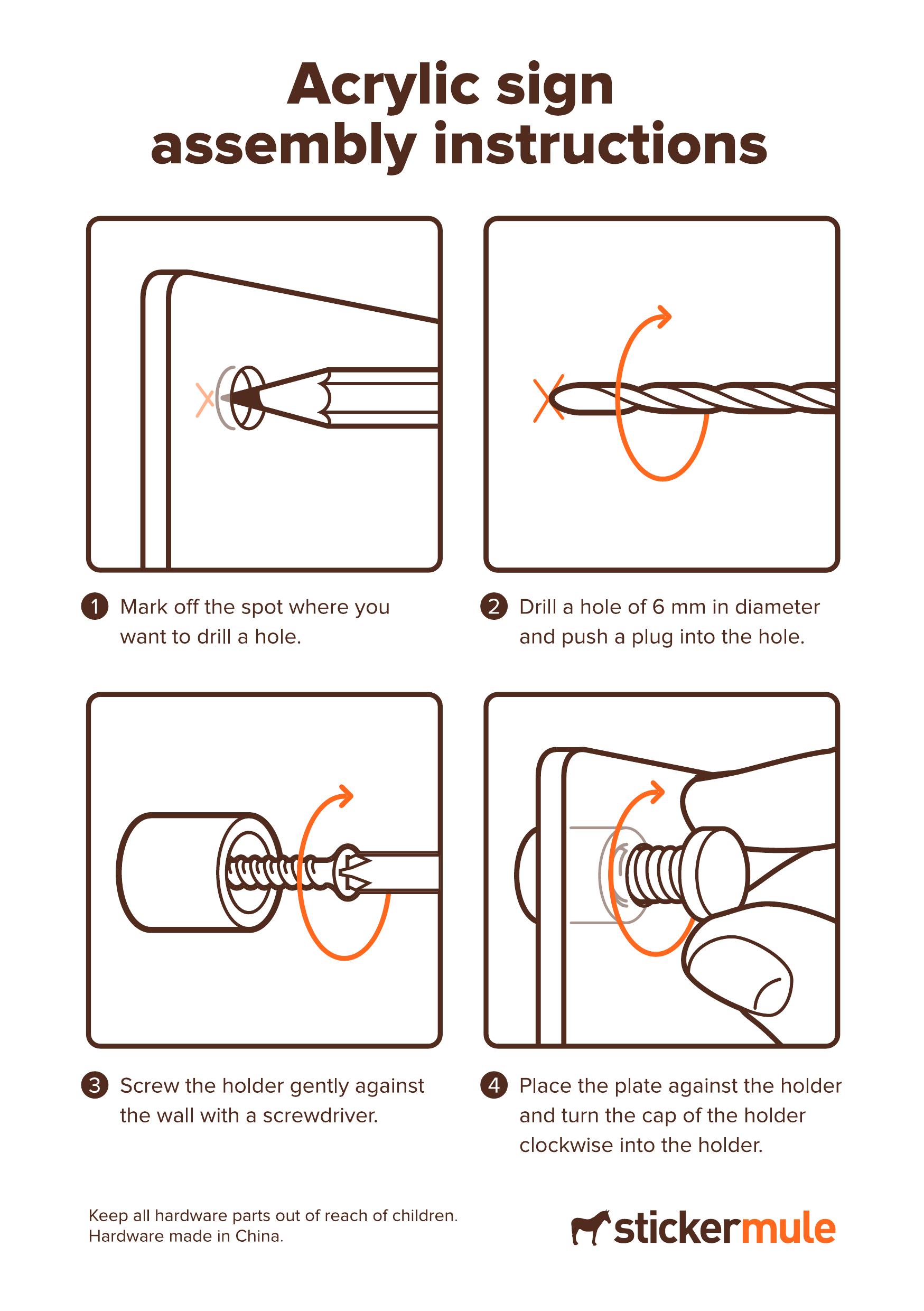 instrucciones de montaje de letreros de acrilicos