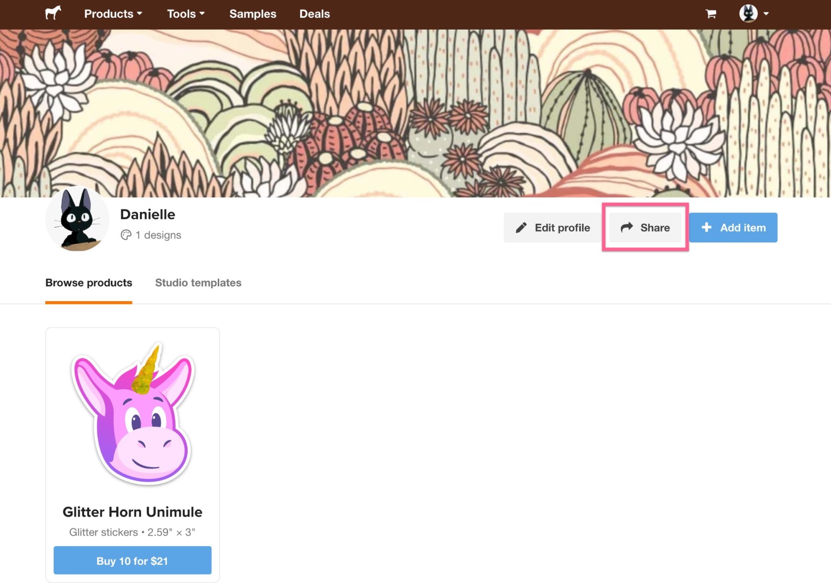 How do I share my public profile? Sticker Mule Canada